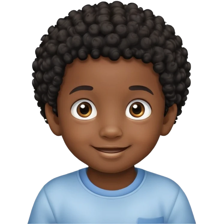 smiling face, toddler boy, African, big eyes, dark skin, black curly hair emoji