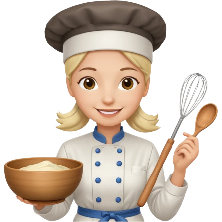 female chef holding whisk and bowl emoji