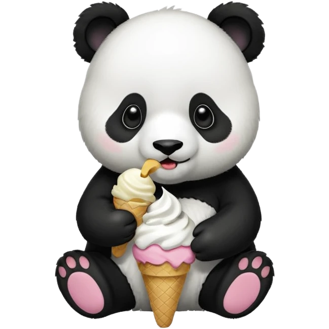 Panda eating ice cream emoji