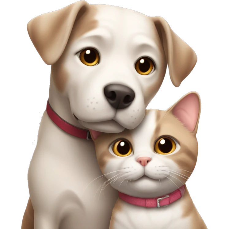 Cat and dog in love emoji