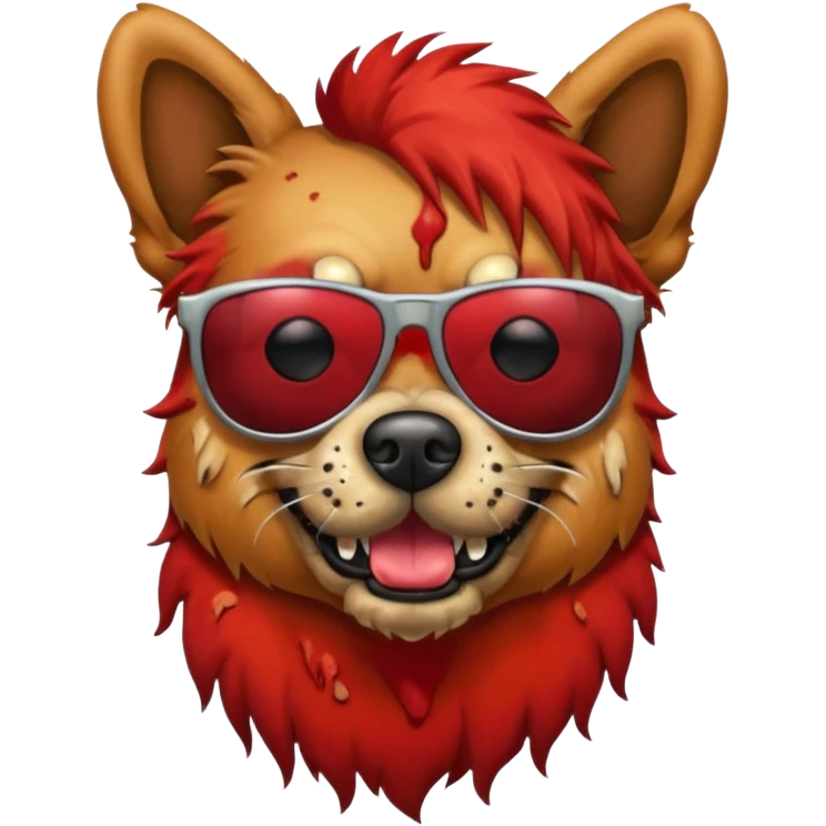 Zombie dog with red hair and sun glasses emoji
