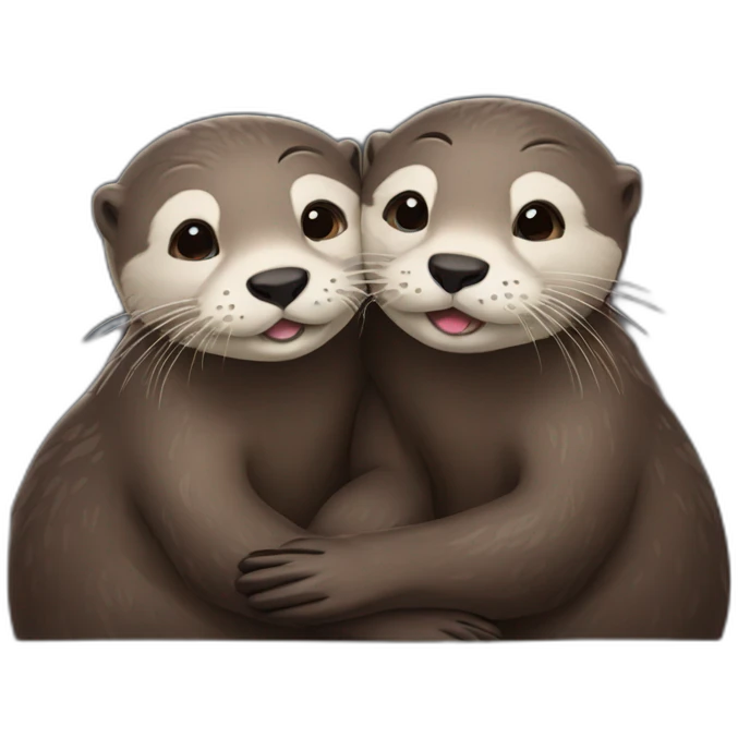 Two cuddling otters emoji