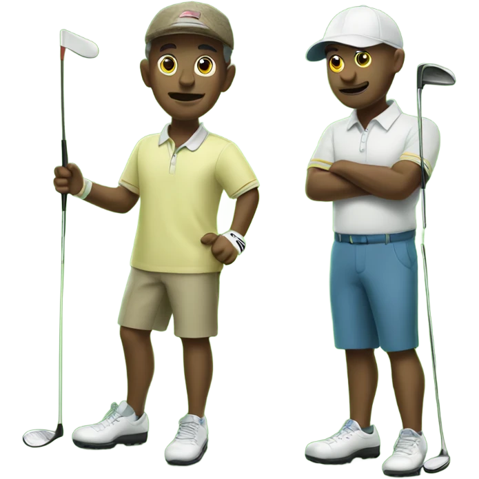 Two samauri playing golf emoji