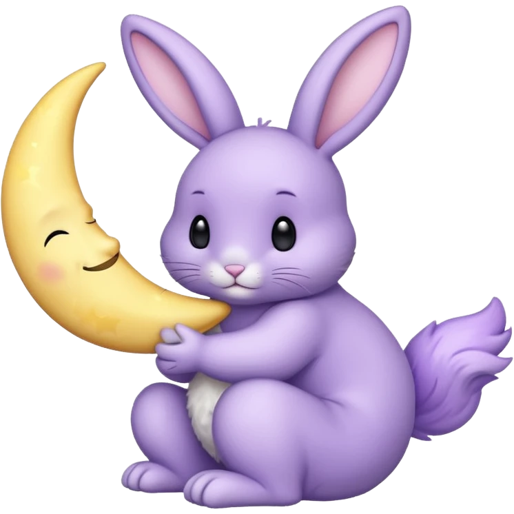 Lavender bunny holding a moon 🌙 🐰 emoji