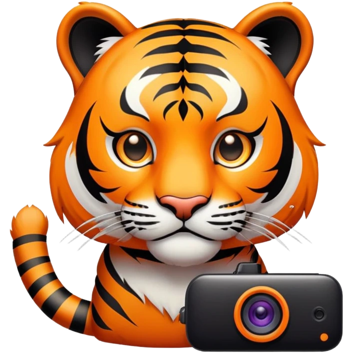 streamer tiger face with webcam and setup for Twitch emote emoji