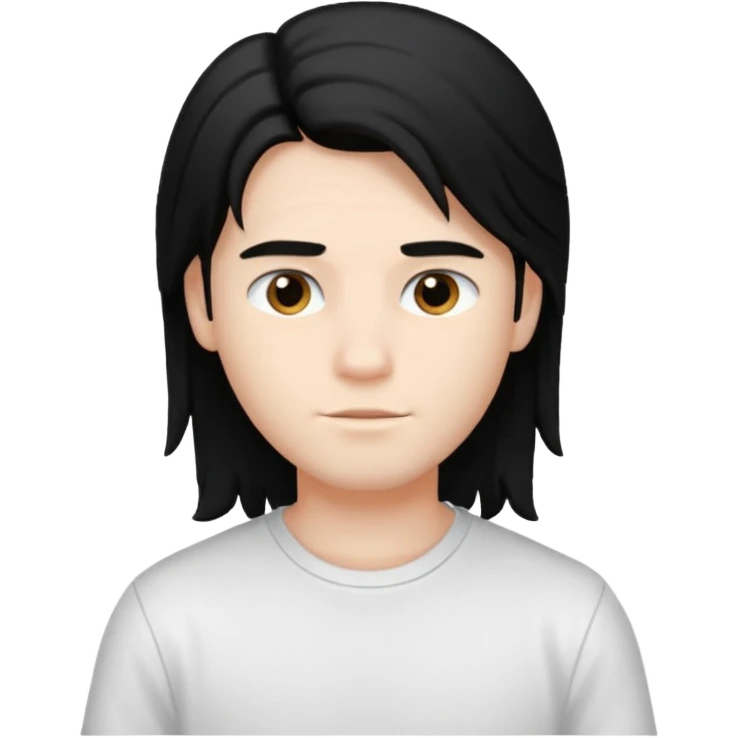 An emoji of a soft boy with black long hair and pink background. emoji