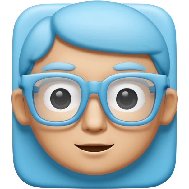 A 3D cartoon sky-blue square spectacle, slightly thick frame, glossy surface, minimal plain background, Memoji-style. Only glasses. emoji