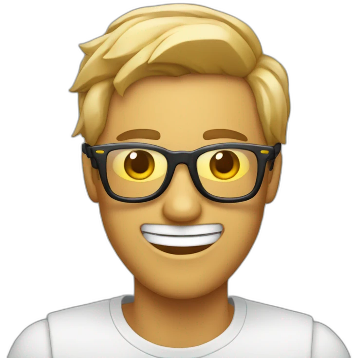 persona con manos sonriendo y con gafas  emoji