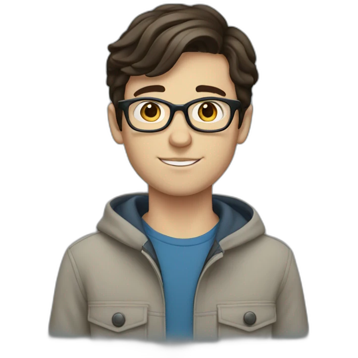 Brunette white boy with blue eyes with glasses emoji