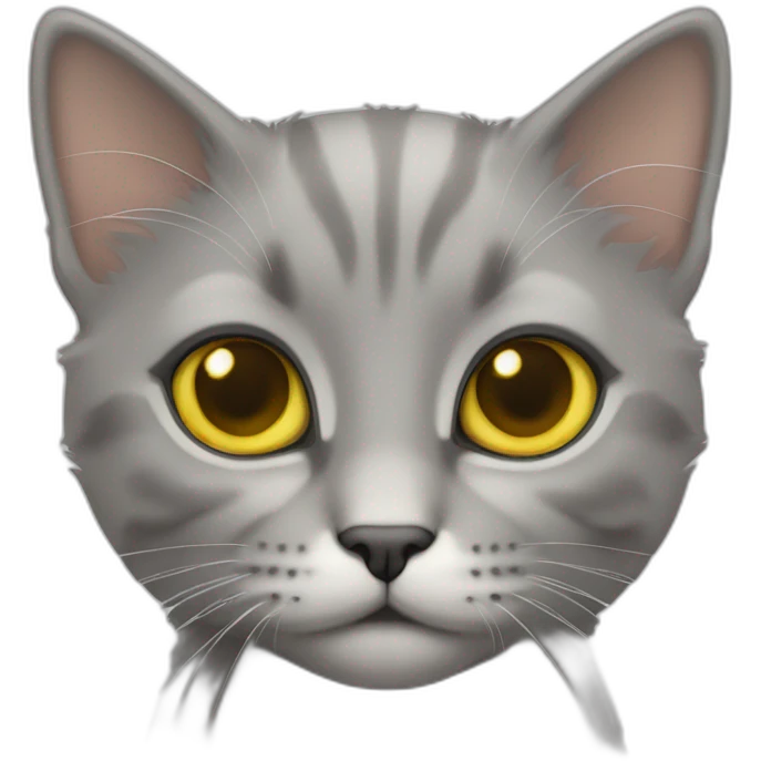Chaton gris aux yeux jaunes emoji