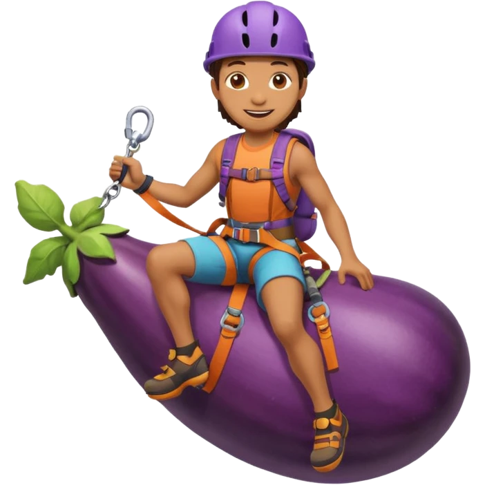 Rock climber Riding eggplant  emoji