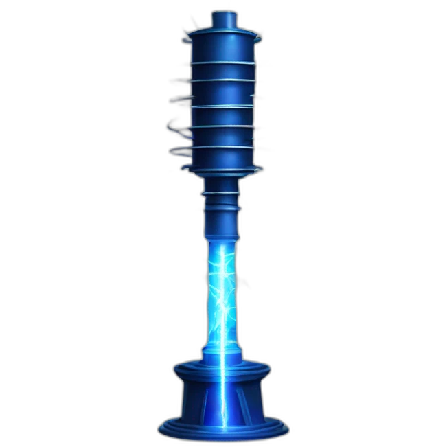 Nikola Tesla coil with blue electricity sparks from the prestige emoji