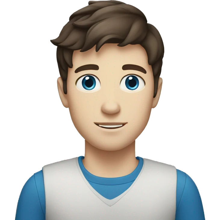 Brunette white boy with blue eyes  emoji