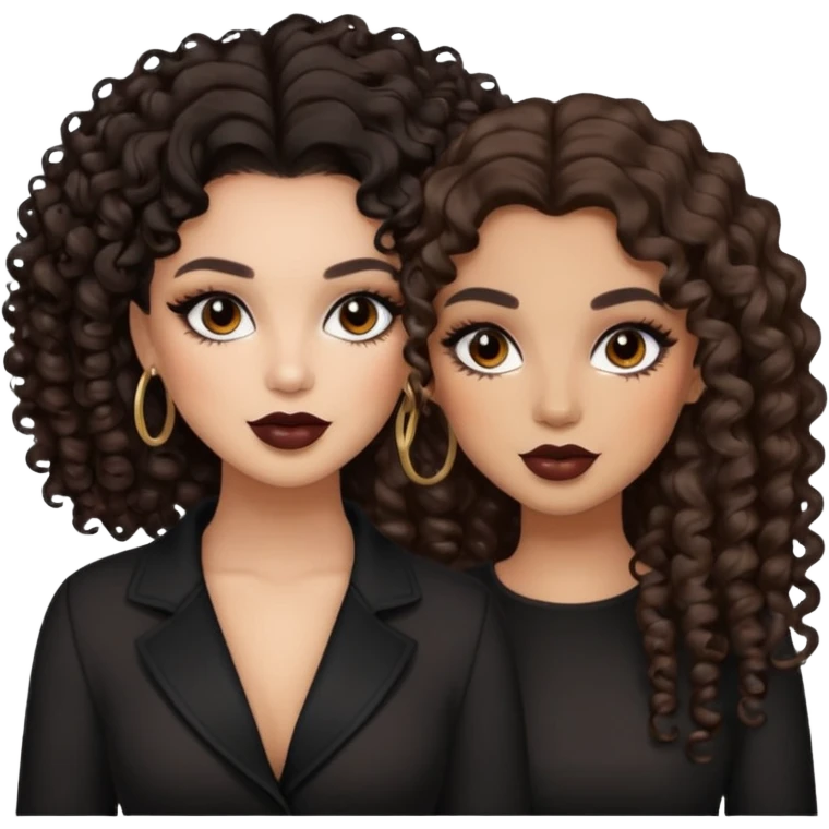 Boujy baddie best friends, trendy heavy makeup both dark hair one light skinned and one light brown with curls  emoji