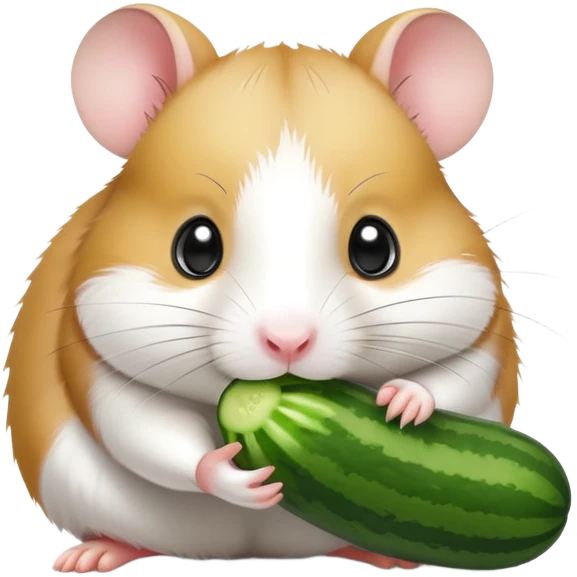 Black and white hamster eating a cucumber  emoji