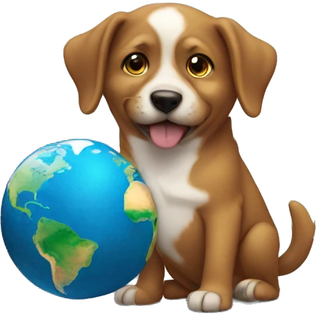 A dog holding the world  emoji