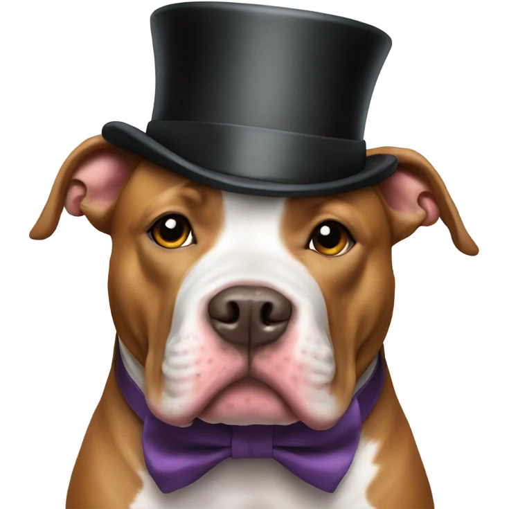 Pit bull with a bow tie and a top hat  emoji