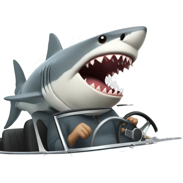 Shark driving a car emoji