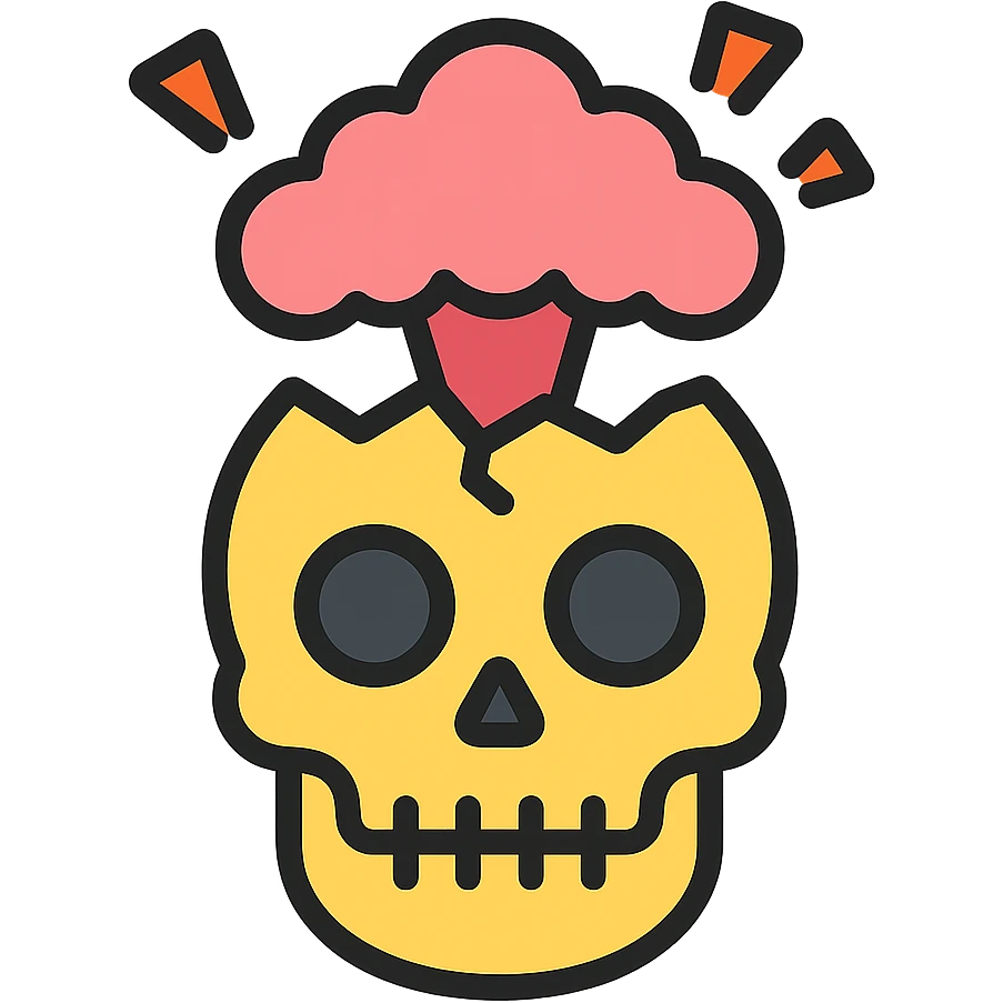 mindblown skull icon with color outline emoji