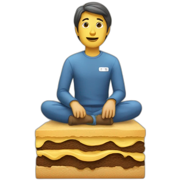 Un humain sur un caca emoji