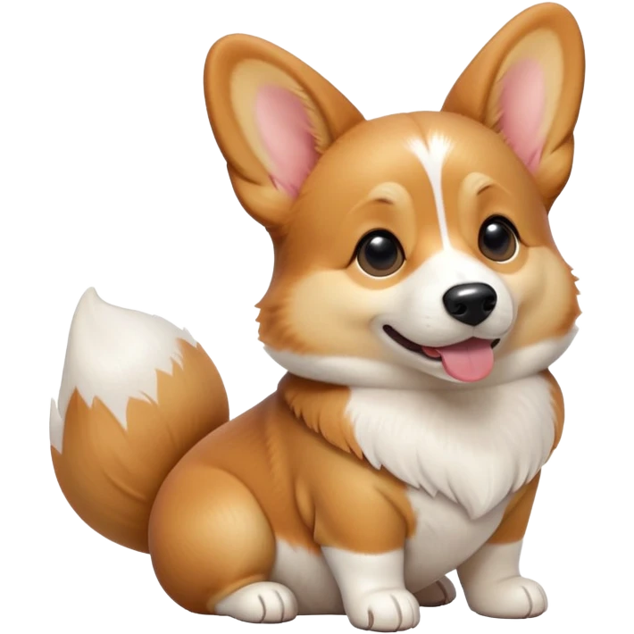 cinematic-[corgi dog]-realistic-full-body-sitting-emoji,-tail-resting-loosely-beside-its-paws,-head-tilted-dramatically,-sleek-[corgi]-fur,-simplified-yet-realistic-focused-features,-highly-detailed,-glowing-with-an-almost-sarcastic-glow emoji