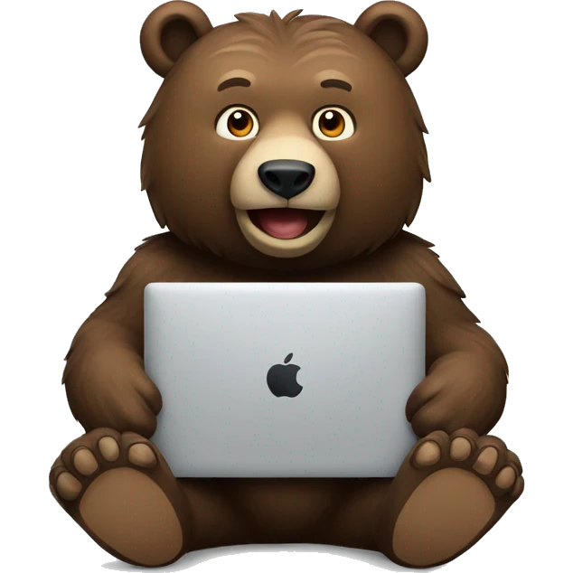strong brown bear with macbook emoji