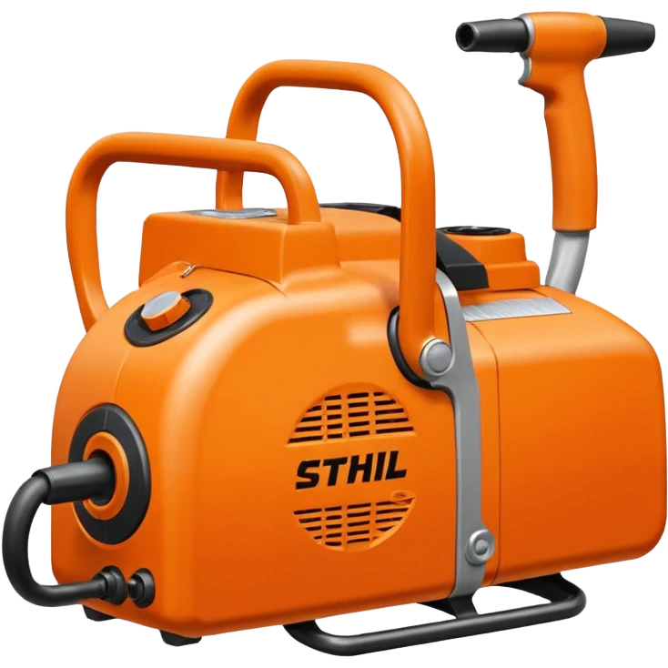 Motorsäge vom STIHL mit grauem Gehäuse, orangenem Deckel und schwarzen Griffen emoji