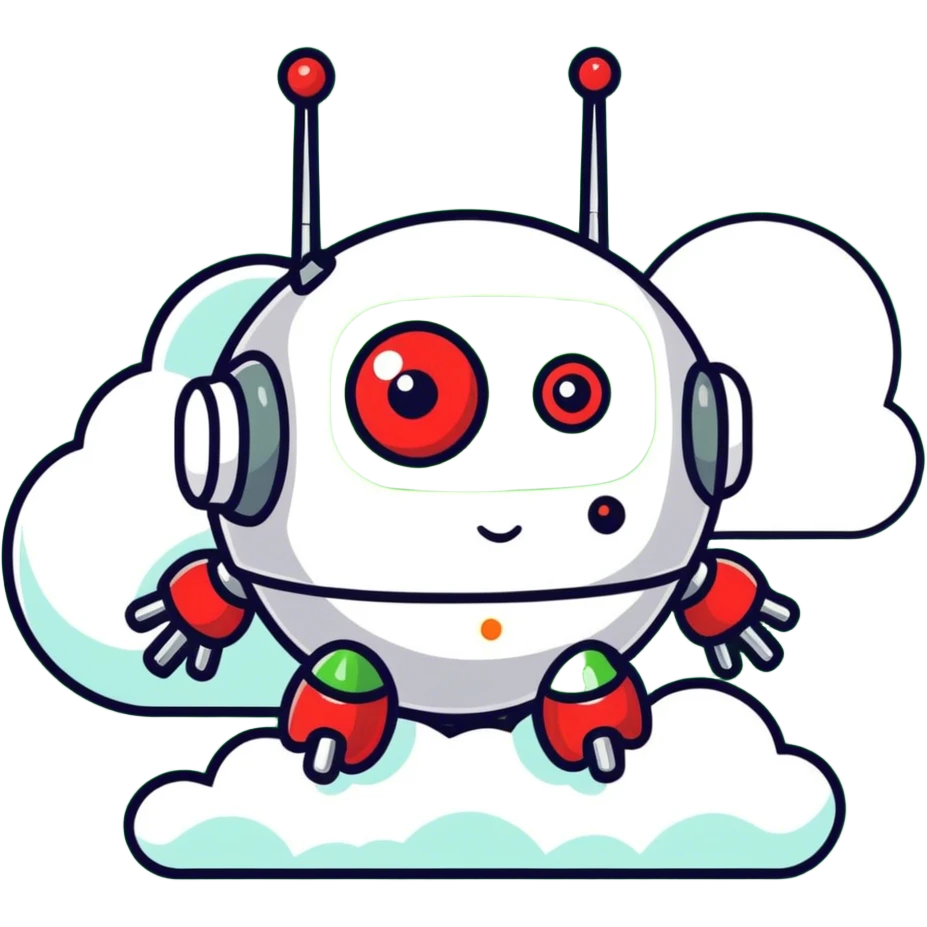 Robot in a cloud with streaming data emoji