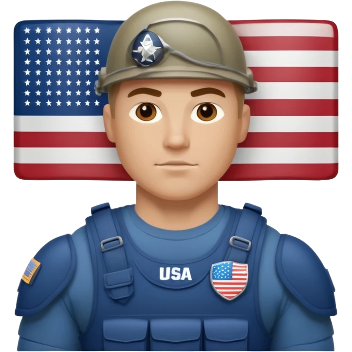 generate realistic manly white american soldier in body armor and full uniform with small usa flag on shoulder emoji