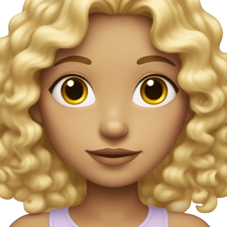 blonde girl with curly hair, coquette  emoji