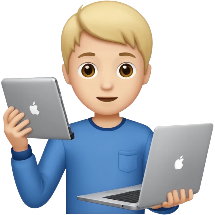 a boy holding a laptop emoji