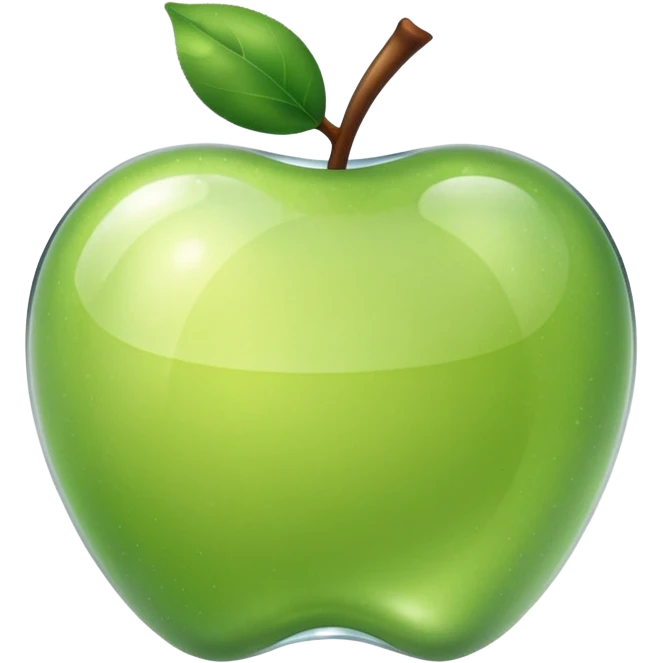 transparent clear apple shaped, shiny and translucent glass style emoji