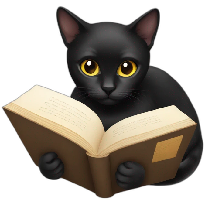 Black cat read book emoji