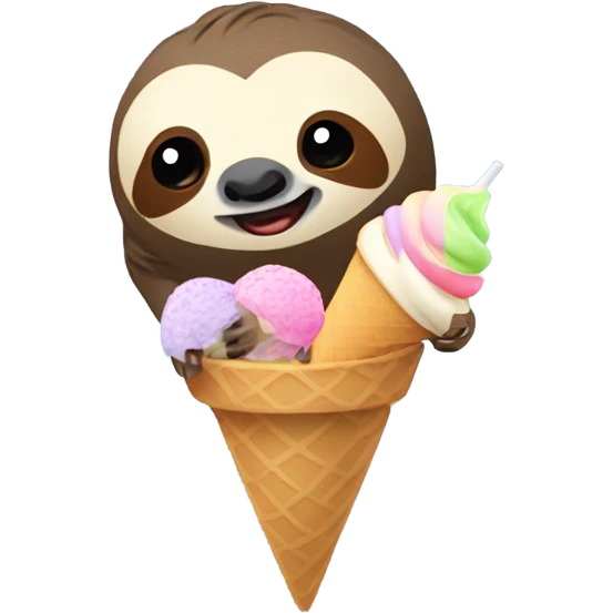 Sloth with ice cream emoji