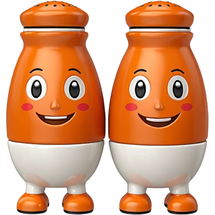 make a salt and pepper but make the pepper orange and make them both have legs and faces
 emoji