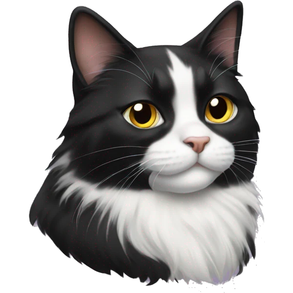 cute long haired tuxedo cat emoji