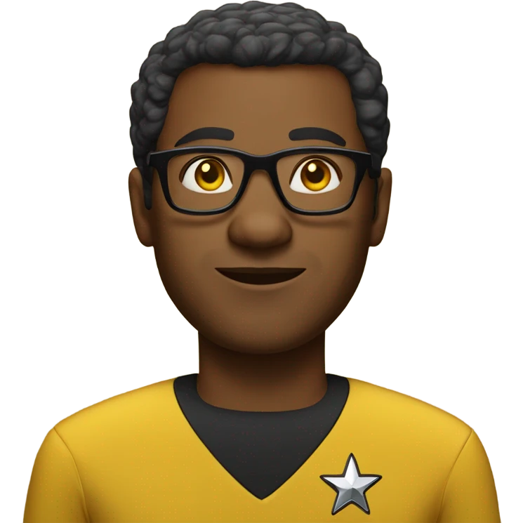 African-American Man wearing glasses in Star Trek yellow uniform  emoji