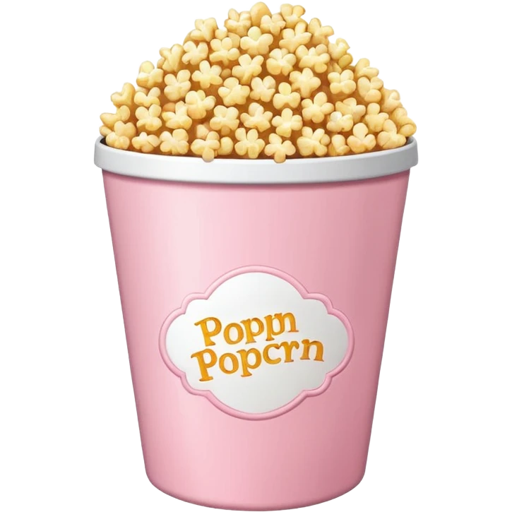 Light pink popcorn bucket with popcorn in it ￼ emoji