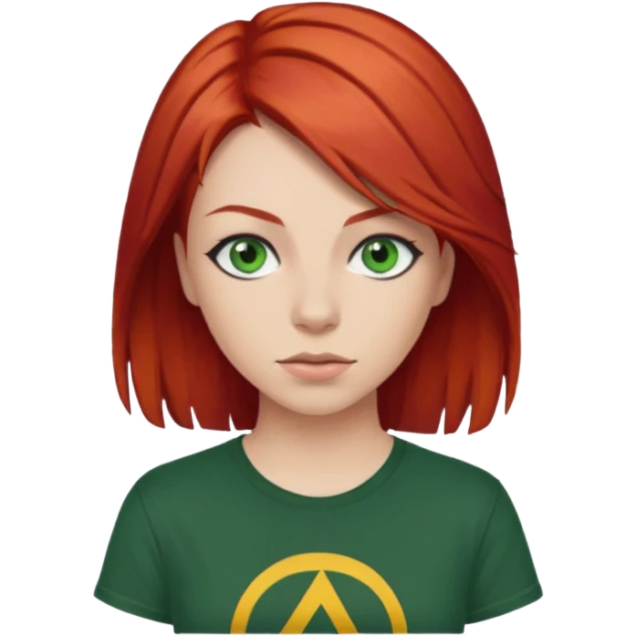 Ruiva com olhos verdes cabelo ruivo rockera camisa nirvana  emoji