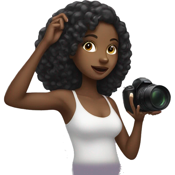 Black girl taking picture emoji