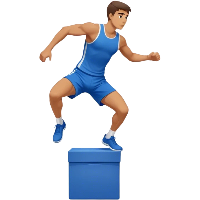 man in blue shorts box-jump exercise side-view emoji