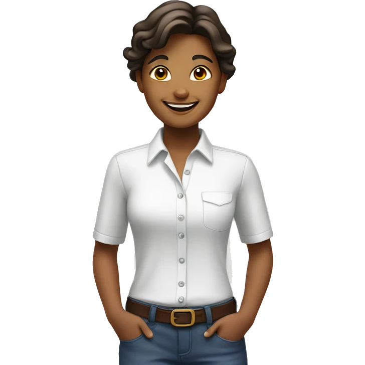 smiling girl in white shirt emoji