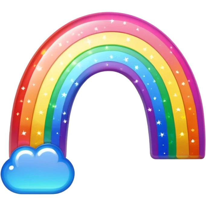 A sparkly rainbiw emoji