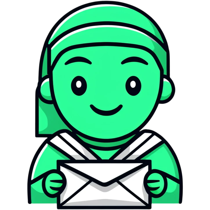 Maya hieroglyphic smile face - receiving a letter, perfect geometric lines, ONLY white and deep green colors, no other colors, flat design, clear messaging symbolism emoji