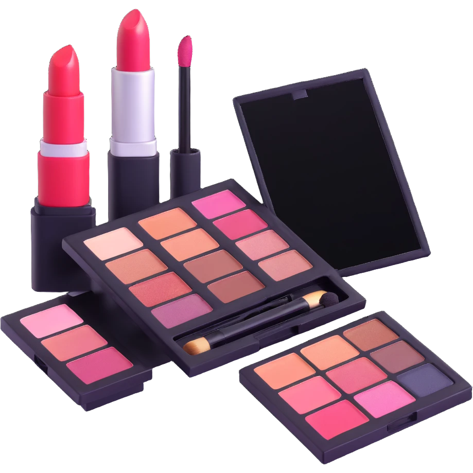 AVON makeup set with lipstick, eyeshadow palette, and mascara emoji