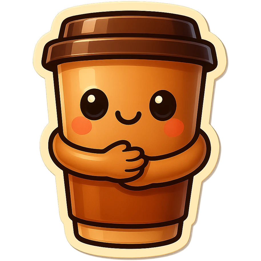 Tall coffee cup, compassion, hug emoji