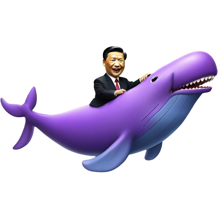 xi jinping riding purple whale with open mouth emoji