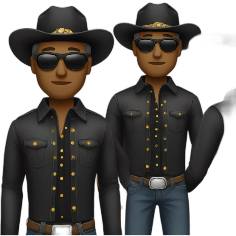 cowboy white man rounded sunglasses black clothes reverend emoji