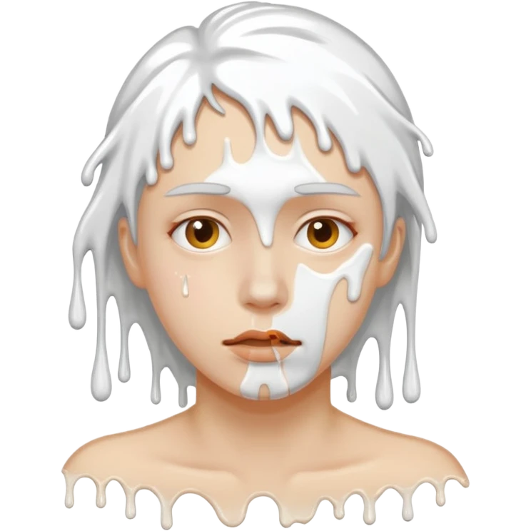 White paint dripping from face emoji