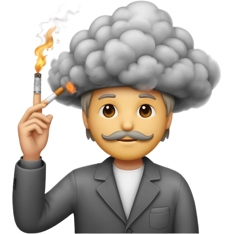 emoji holding a cigarette in his hand with smoke going up emoji